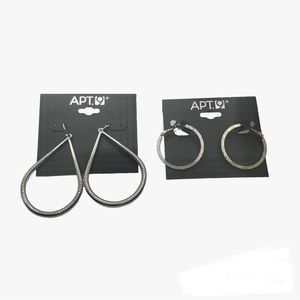 Apt 9 Earrings 2 Pairs Teardrop Round Silver tone  Pierced Fashion Jewelry